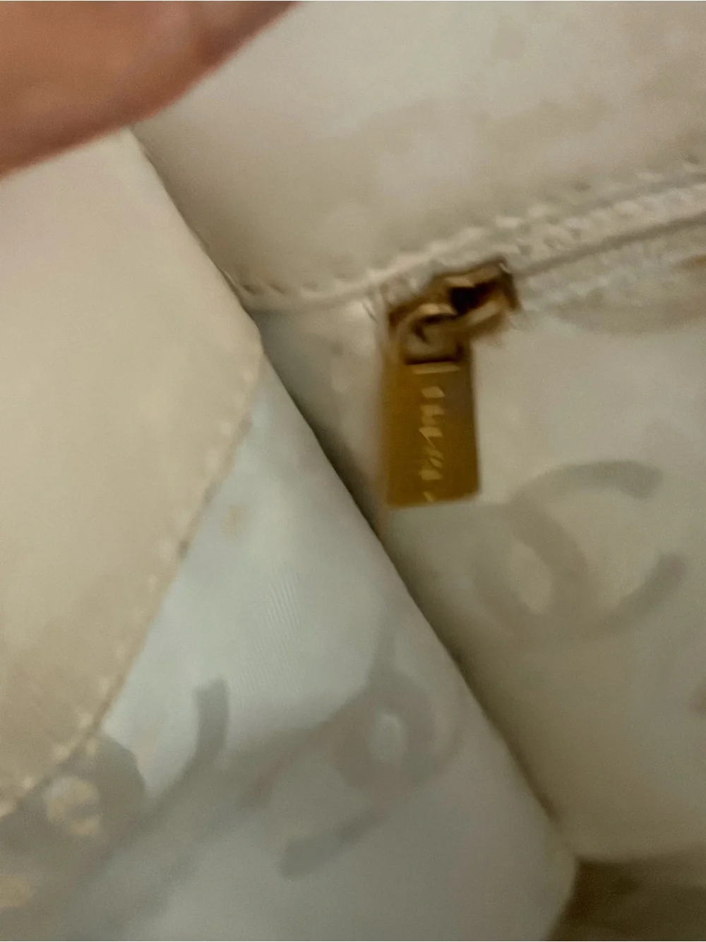 Chanel Small Beige Patent Leather Floral Perforated Tote